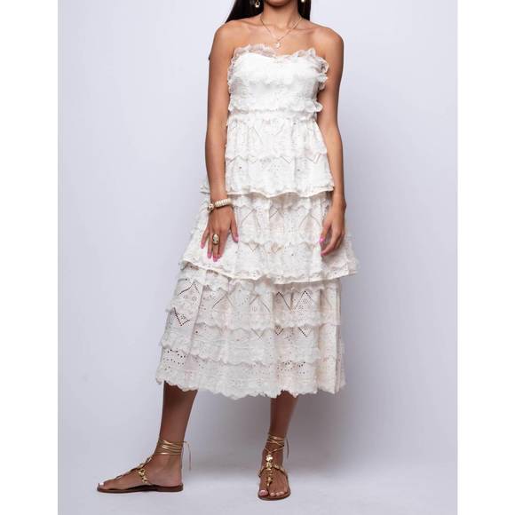 Sofie The Label Floral Printed Strapless Midi Dress